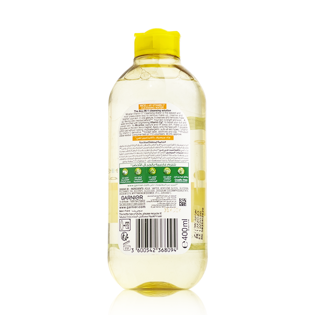 Garnier Skin-Active Micellar Cleansing Water with Vitamin C – For Dull Skin (Large Size)