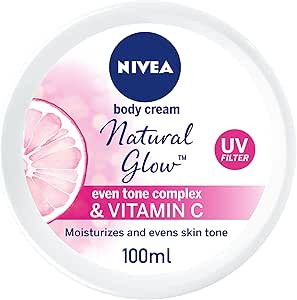 NIVEA Natural Glow Body Cream, Even Tone Complex & Vitamin C, All Skin Types, Jar 100ml