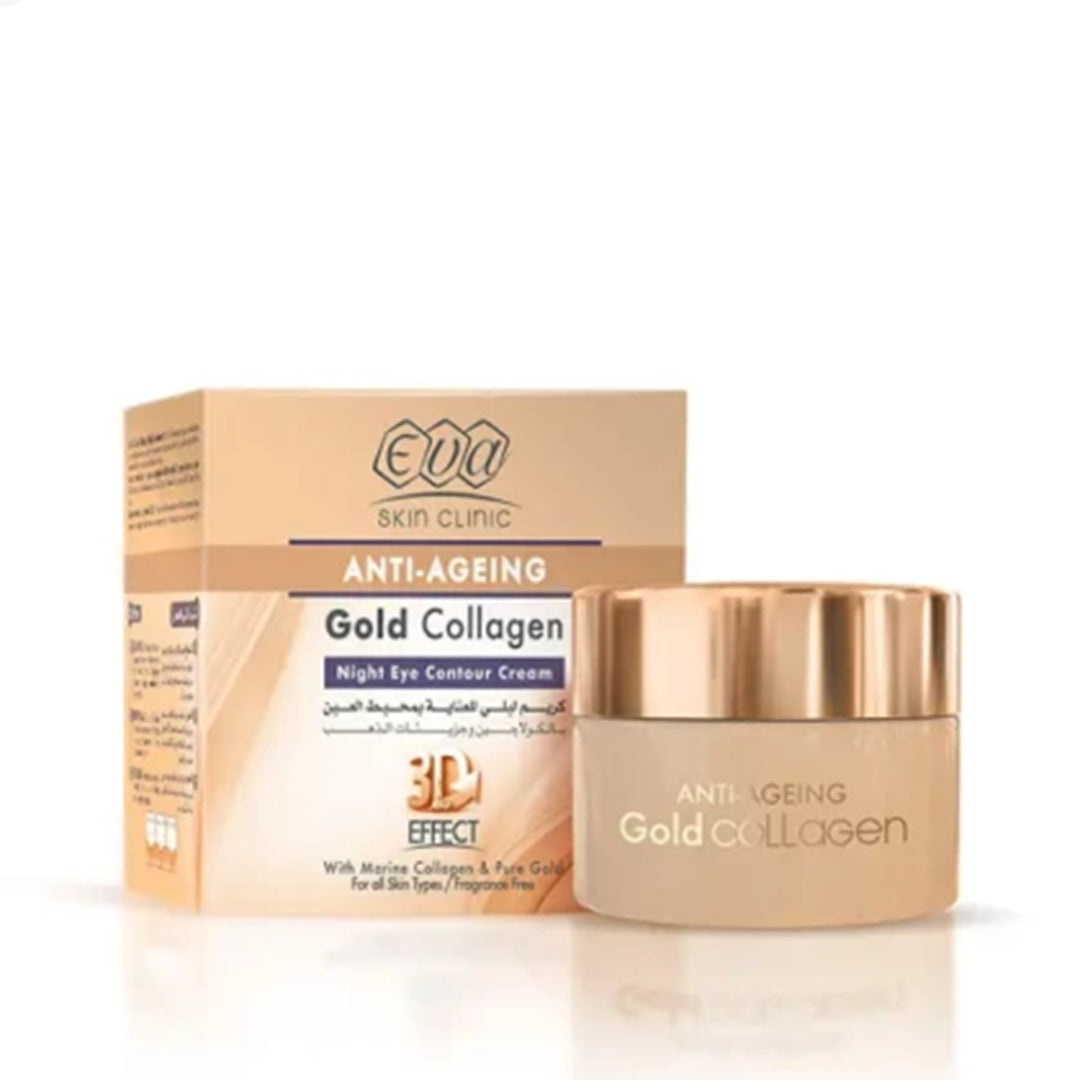 Night Cream for Eye Area Care with Collagen and Gold Particles