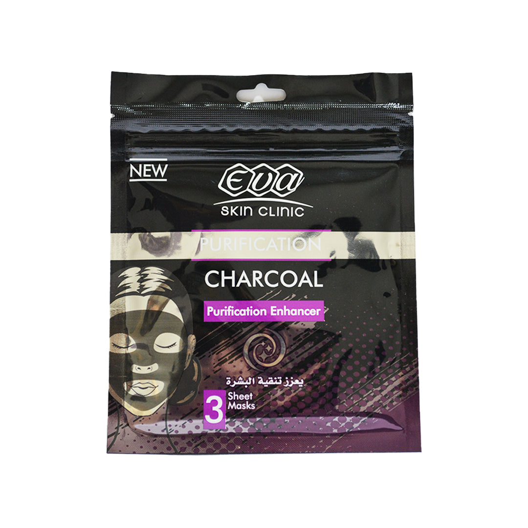 Eva Skin Clinic Charcoal Sheet Mask - 3 Sheet Masks